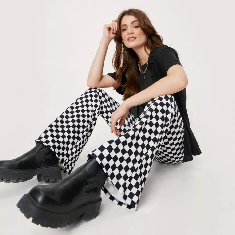Checkered Black and White Women's Pants